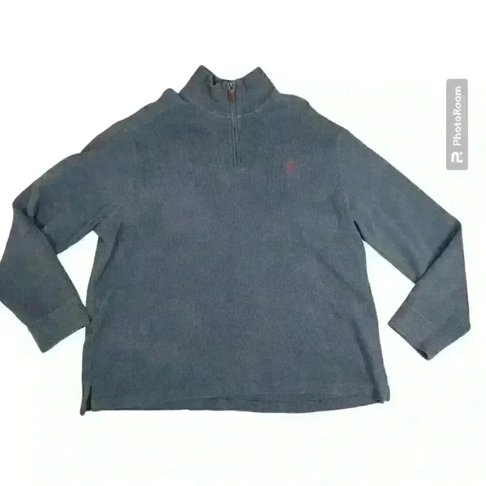 Polo Ralph Lauren Estate Rib Sweater 2XL Comfort Long Sleeve Quarter Zip‎ Blue